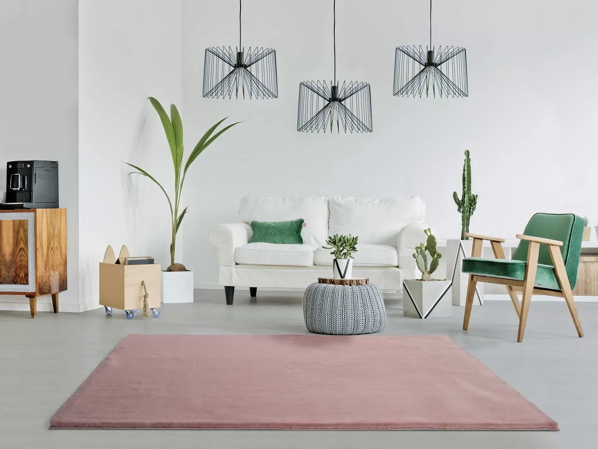 Illustration numéro 2 du produit Tapis lavable shaggy rose 160x230 cm