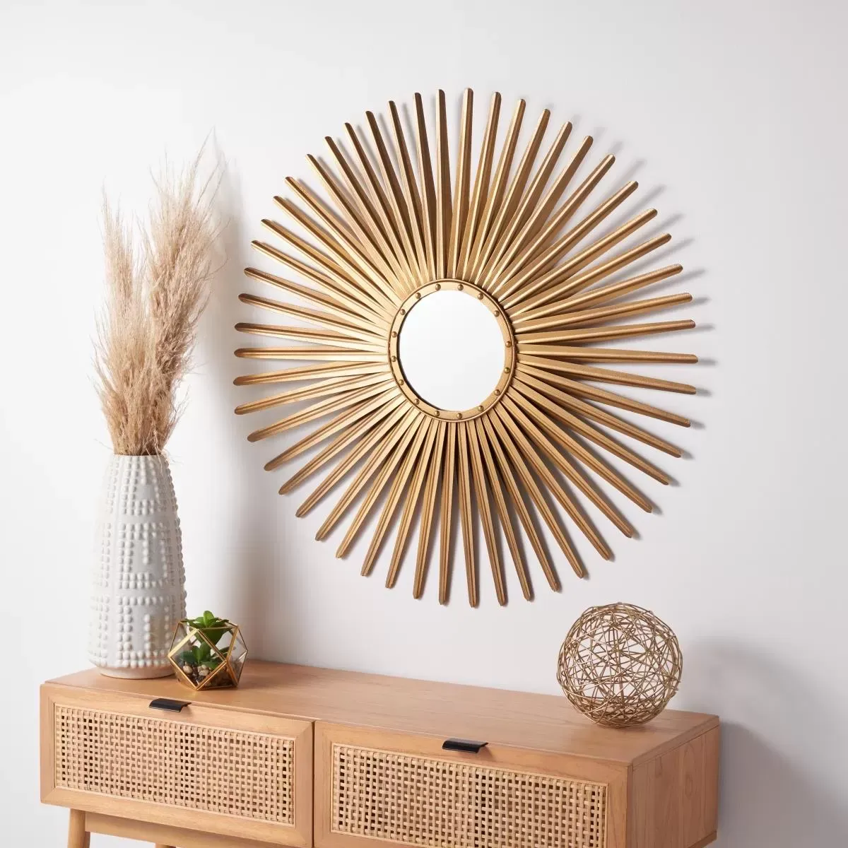 Illustration numéro 2 du produit Miroir en fer/verre/bois or