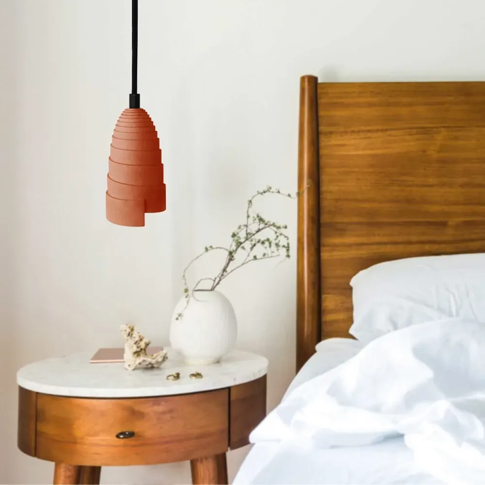 Illustration numéro 2 du produit Lampe suspension en béton terracotta, accessoires noirs
