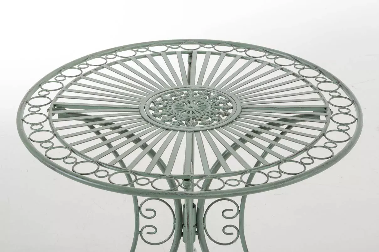 Illustration numéro 2 du produit Table de jardin avec plateau rond en métal Vert antique
