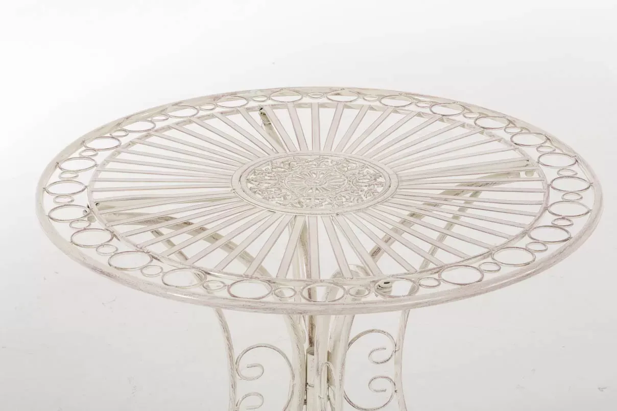 Illustration numéro 2 du produit Table de jardin avec plateau rond en métal Crème antique