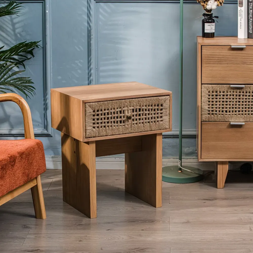 Illustration numéro 2 du produit Table de chevet 1 tiroir en corde naturelle