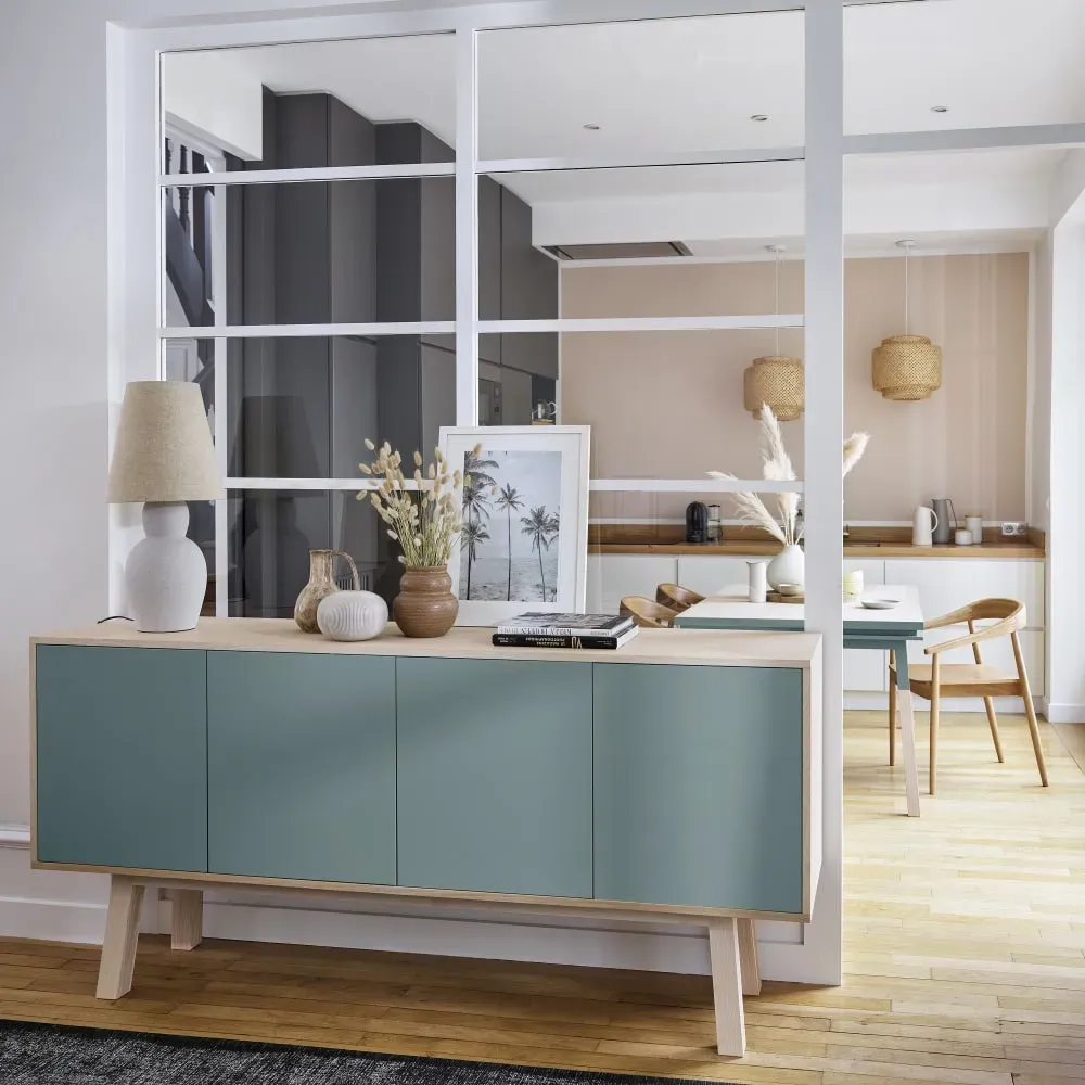 Illustration numéro 2 du produit Buffet 4 portes en frêne 220 cm, hauteur 94 cm