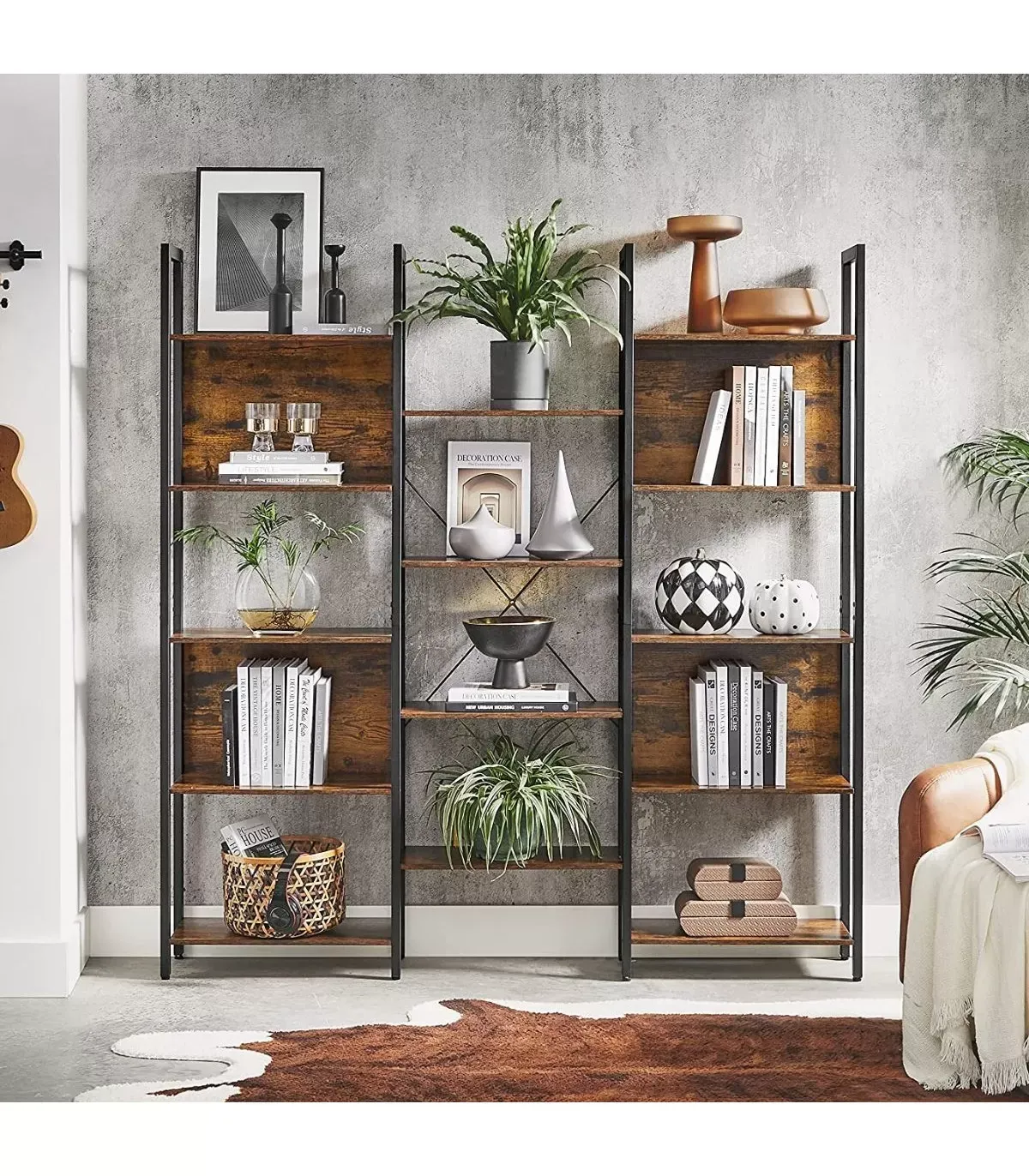 Illustration numéro 2 du produit Etagère 14 niveaux style industriel - L158 x H166 cm - Noir