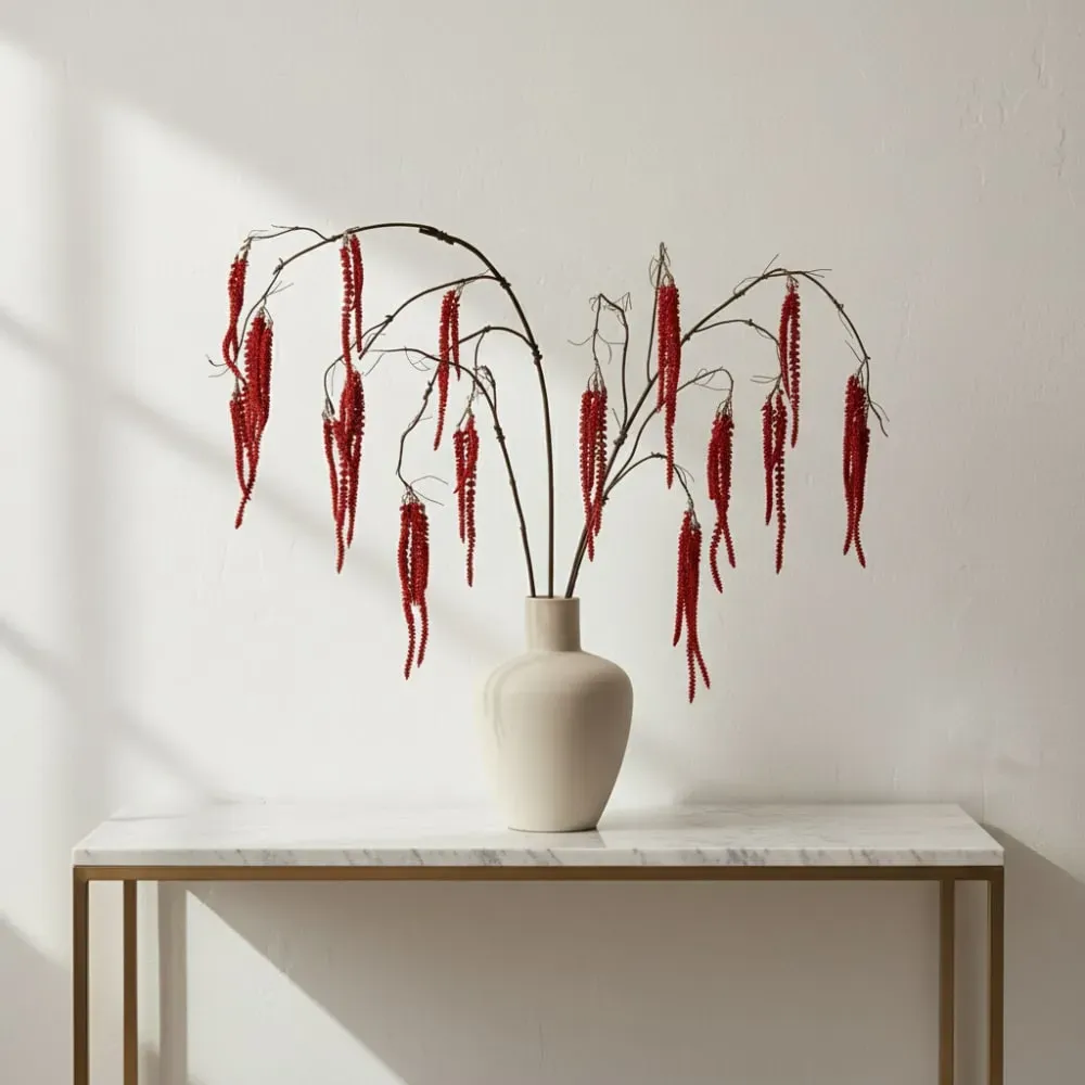 Illustration numéro 2 du produit Feuillage amaranthus tombant artificiel rouge H119