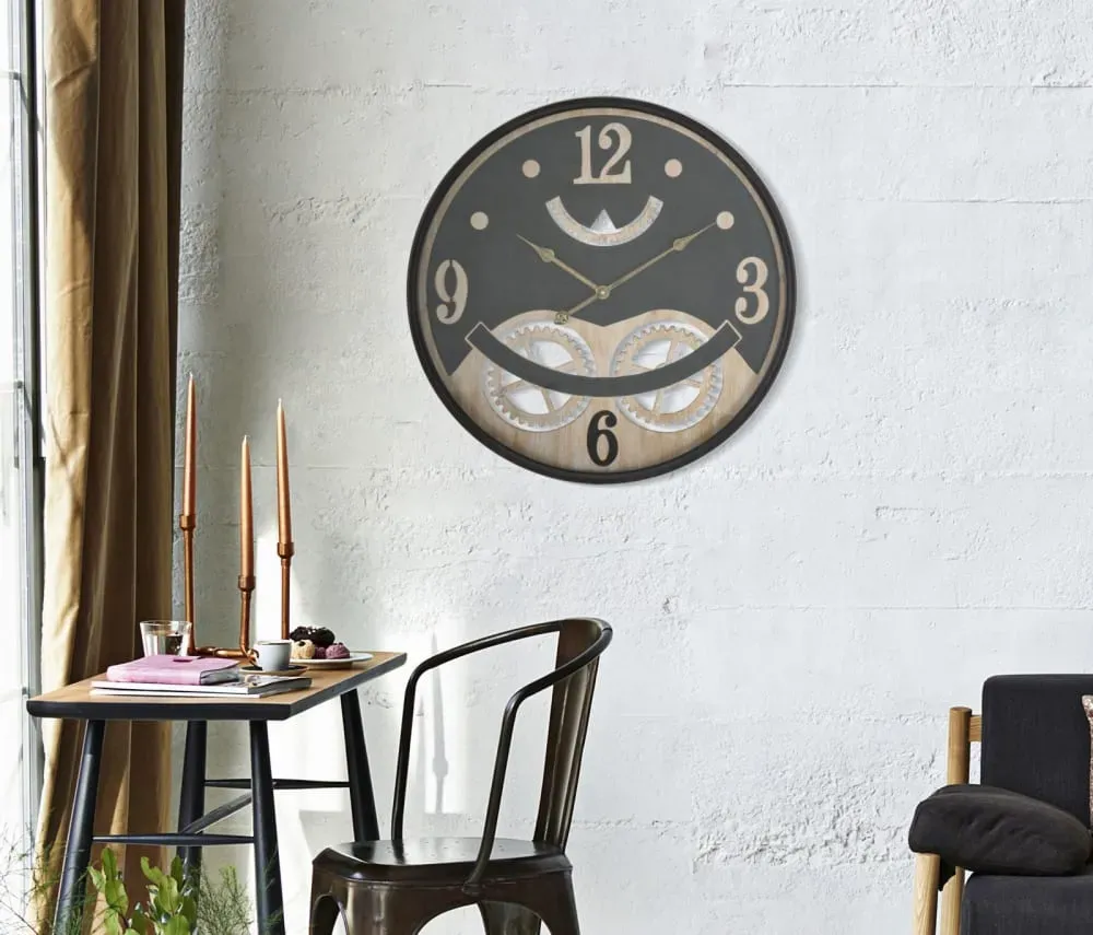 Illustration numéro 2 du produit Horloge murale en métal noir Ø 67x6,5  cm