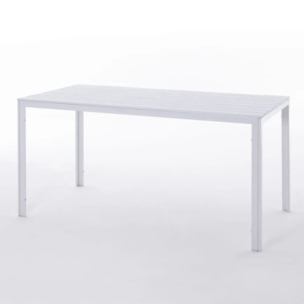 Illustration numéro 2 du produit Ensemble table rectangulaire blanche et 6 chaises en résine ciment