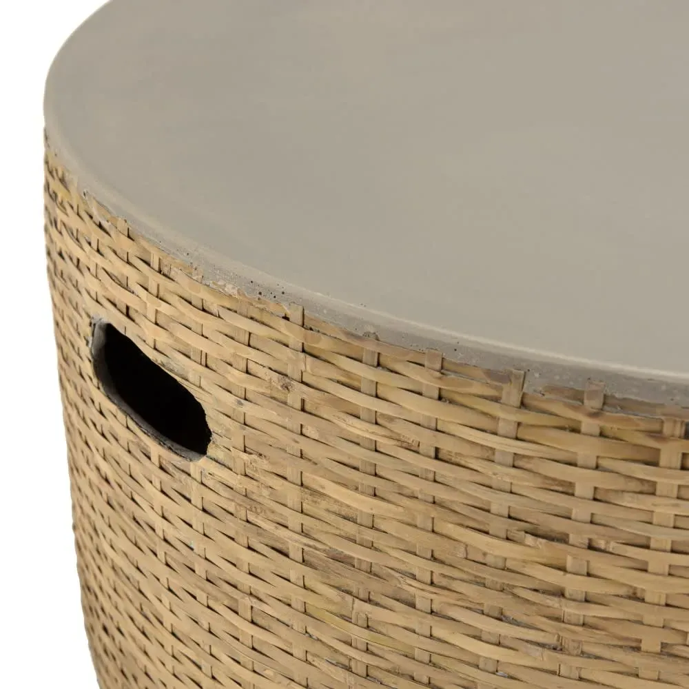 Illustration numéro 2 du produit Table basse ronde plateau en béton socle en bambou naturel