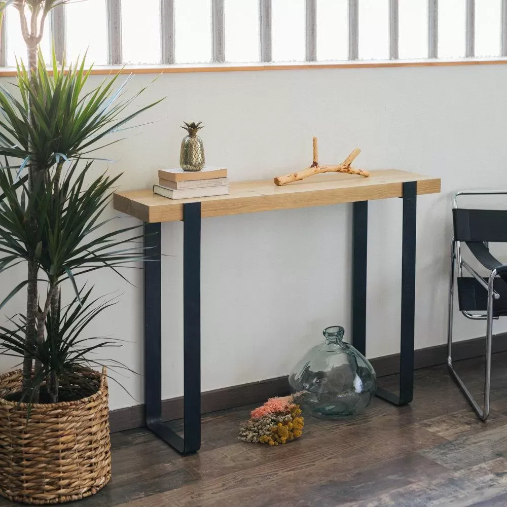 Illustration numéro 2 du produit Console en bois de pin des flandres couleur naturel 120 cm