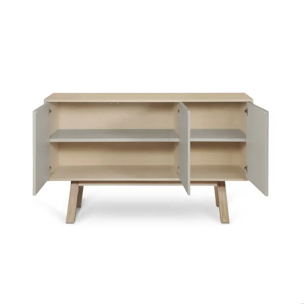 Illustration numéro 2 du produit Buffet en frêne 3 portes 140 cm, hauteur 94 cm