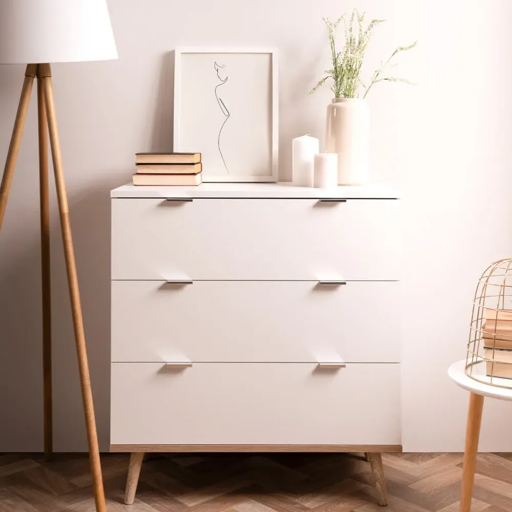 Illustration numéro 2 du produit Commode 3 tiroirs L80 x H87 cm - Blanc