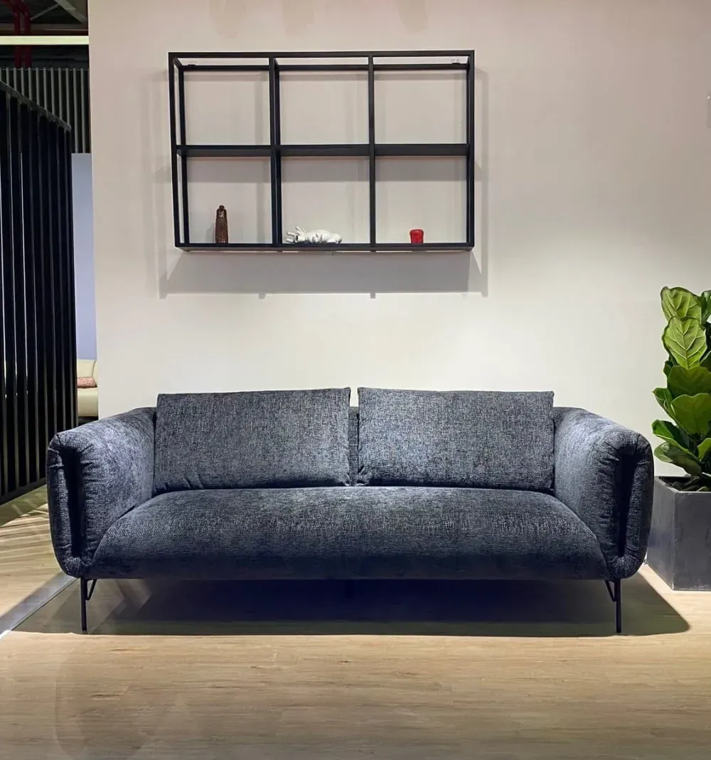 Illustration numéro 2 du produit Canapé 3 places en velours anthracite