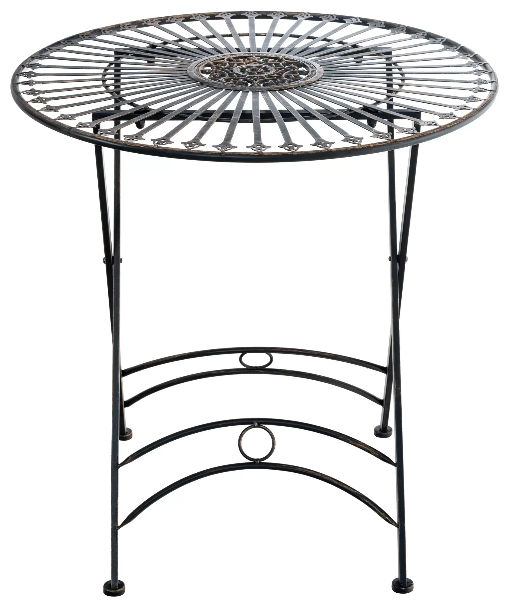 Illustration numéro 2 du produit Table de jardin ronde en métal Bronze