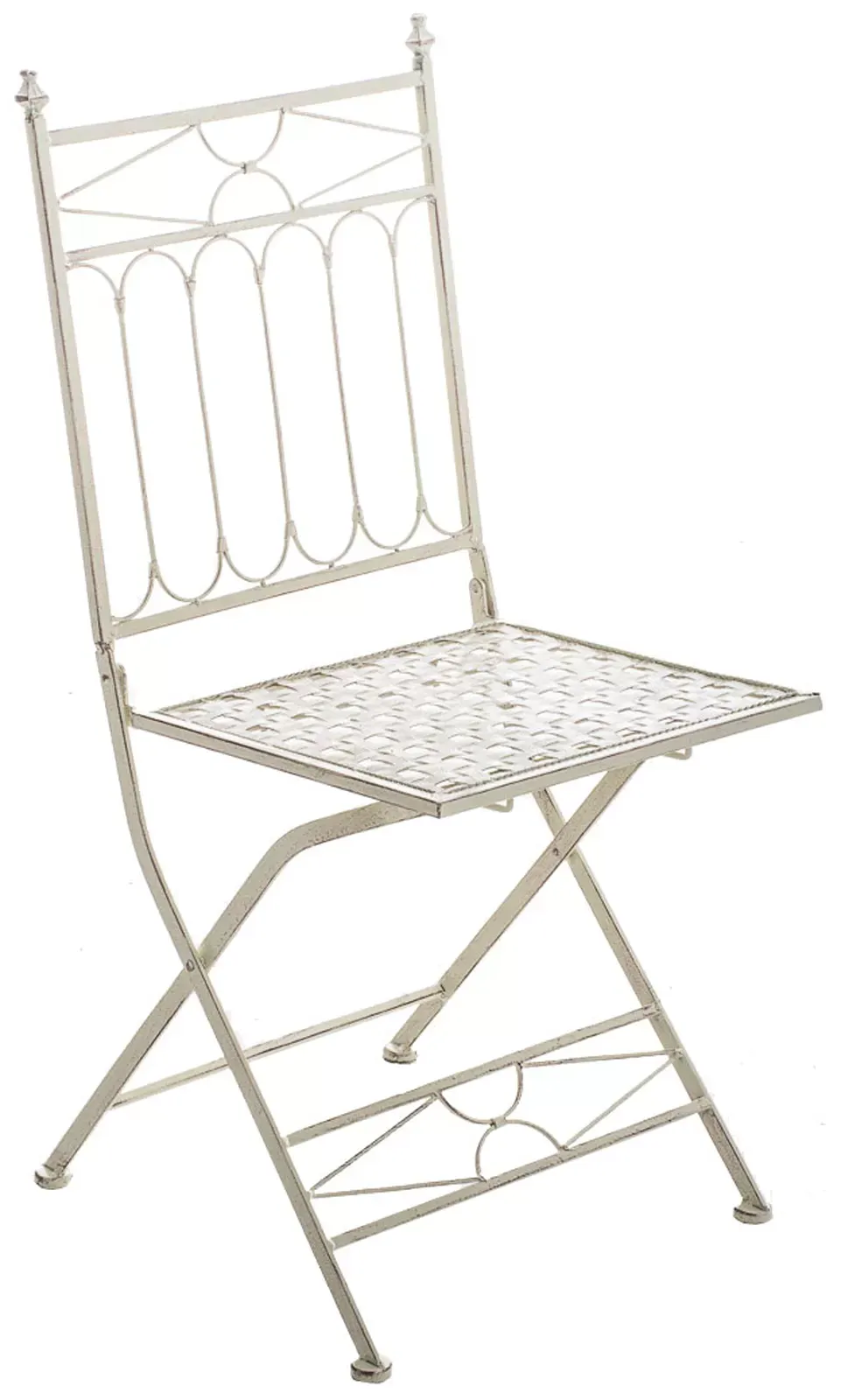 Illustration numéro 2 du produit Lot 2 chaises de jardin pliables en métal Crème antique
