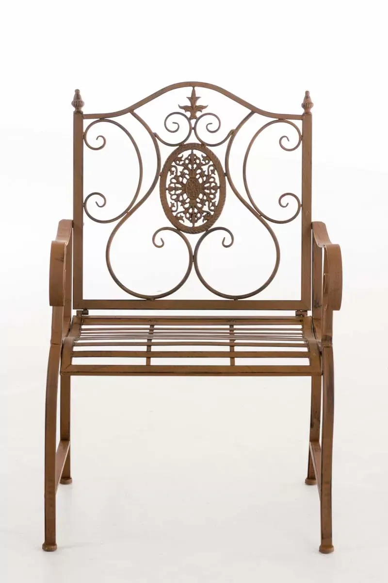 Illustration numéro 2 du produit Chaise de jardin avec accoudoirs en métal Marron antique