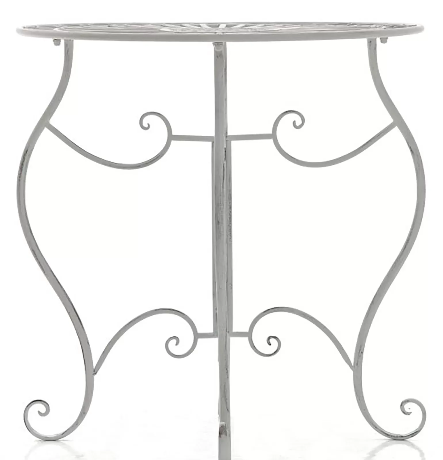 Illustration numéro 2 du produit Table de jardin avec plateau rond en métal Blanc antique
