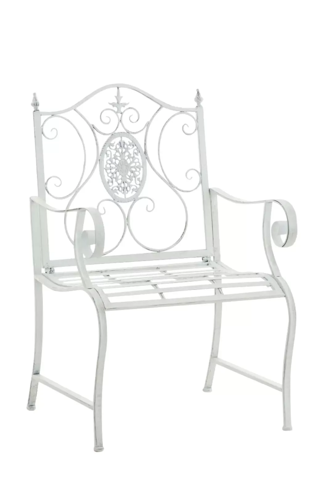 Illustration numéro 2 du produit Lot 2 chaises de jardin avec accoudoirs en métal Blanc antique