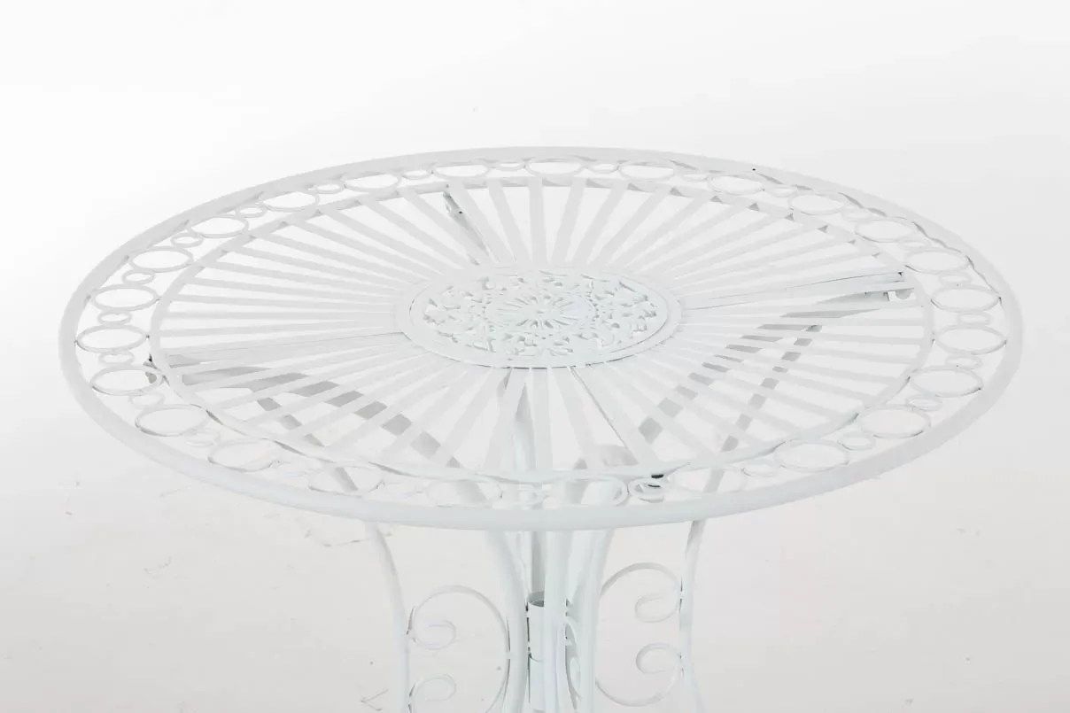 Illustration numéro 2 du produit Table de jardin avec plateau rond en métal Blanc