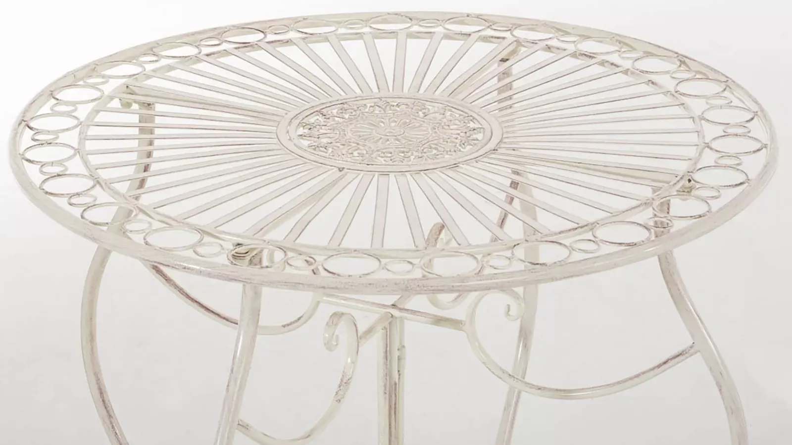 Illustration numéro 2 du produit Table de jardin avec plateau rond en métal Crème antique