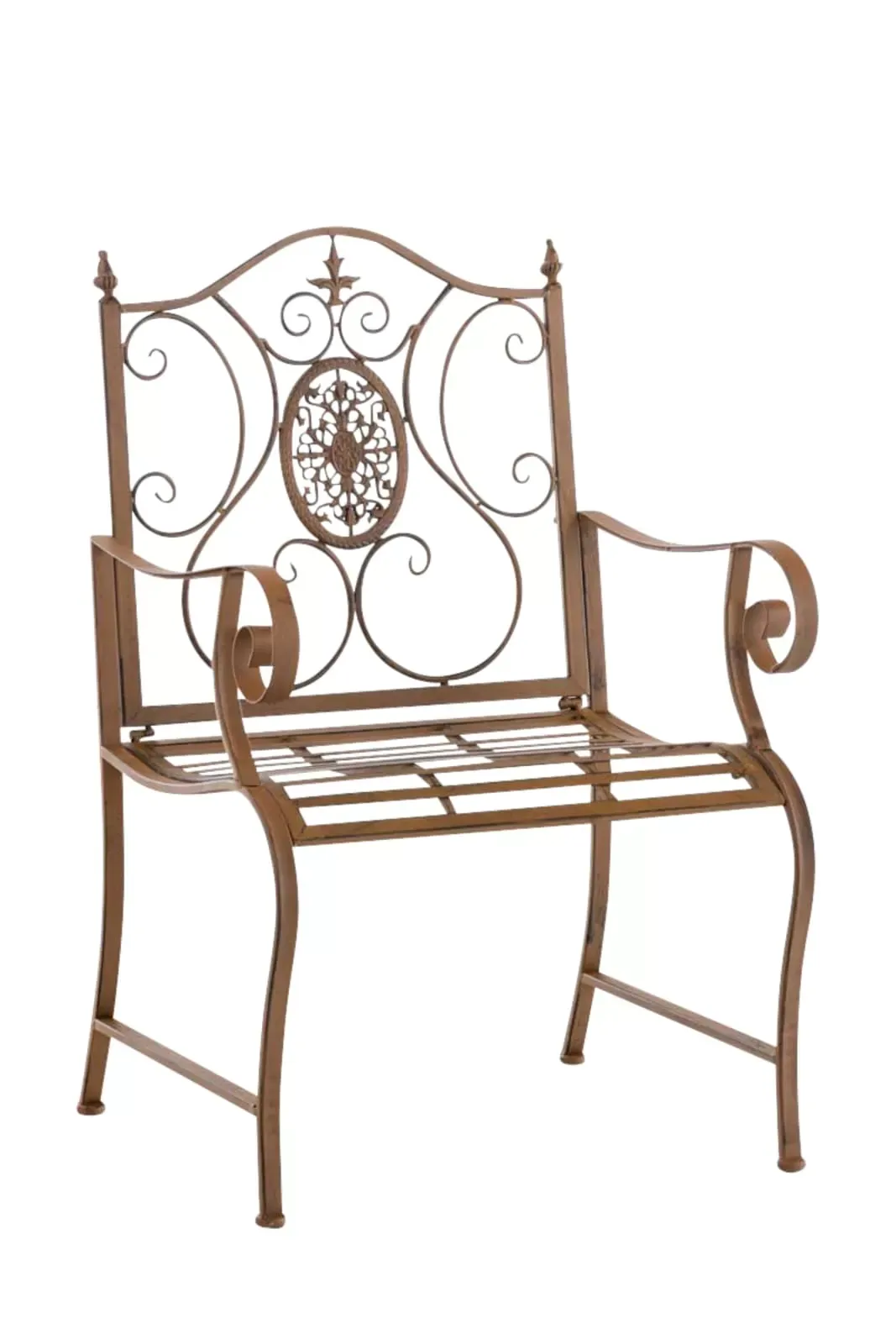 Illustration numéro 2 du produit Lot 2 chaises de jardin avec accoudoirs en métal Marron antique