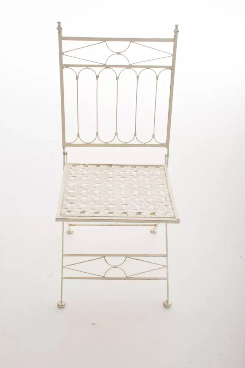 Illustration numéro 2 du produit Chaise de jardin pliable en métal Crème antique