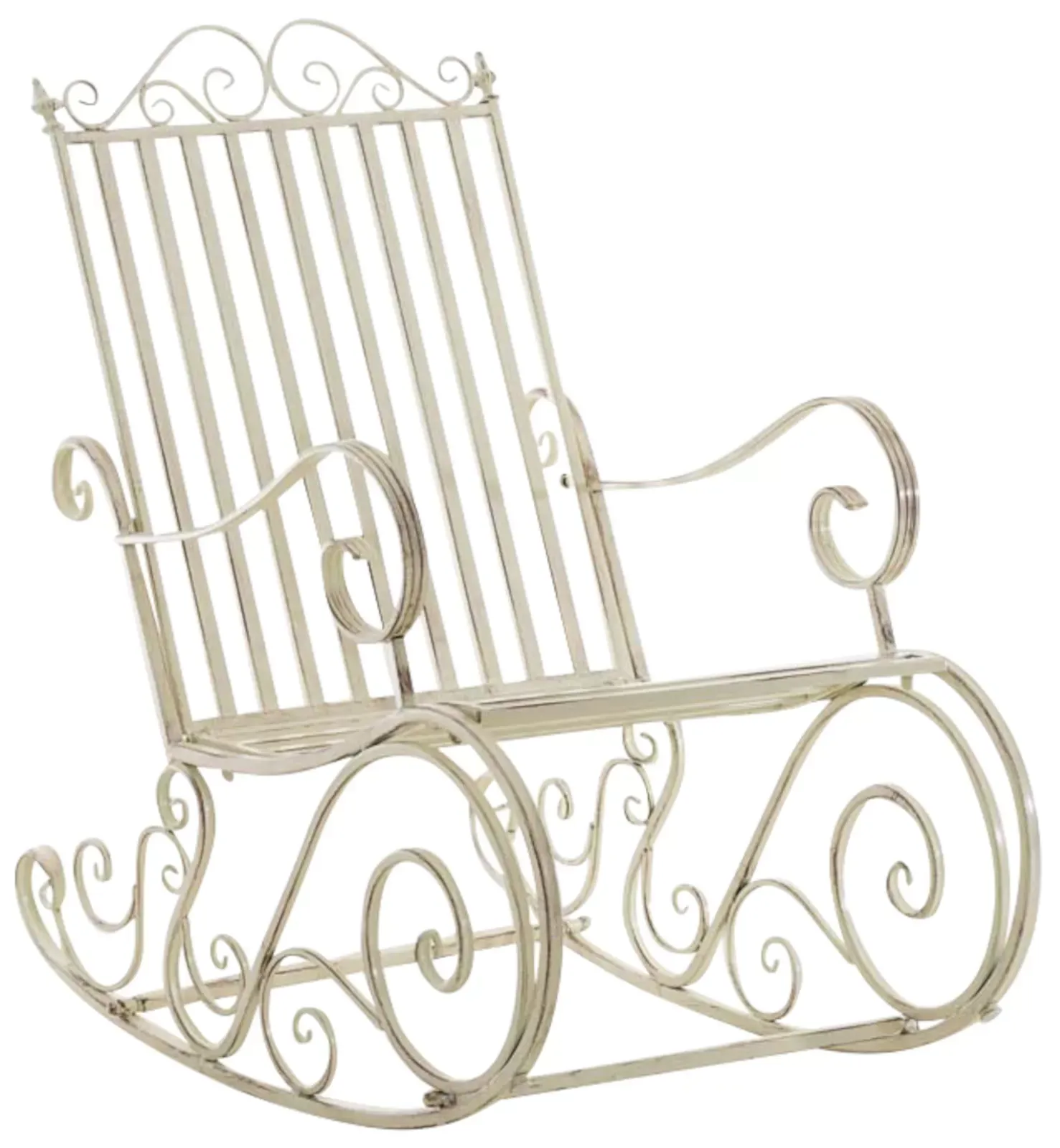 Illustration numéro 2 du produit Lot de 2 fauteuils à bascule pour jardin en métal Crème antique