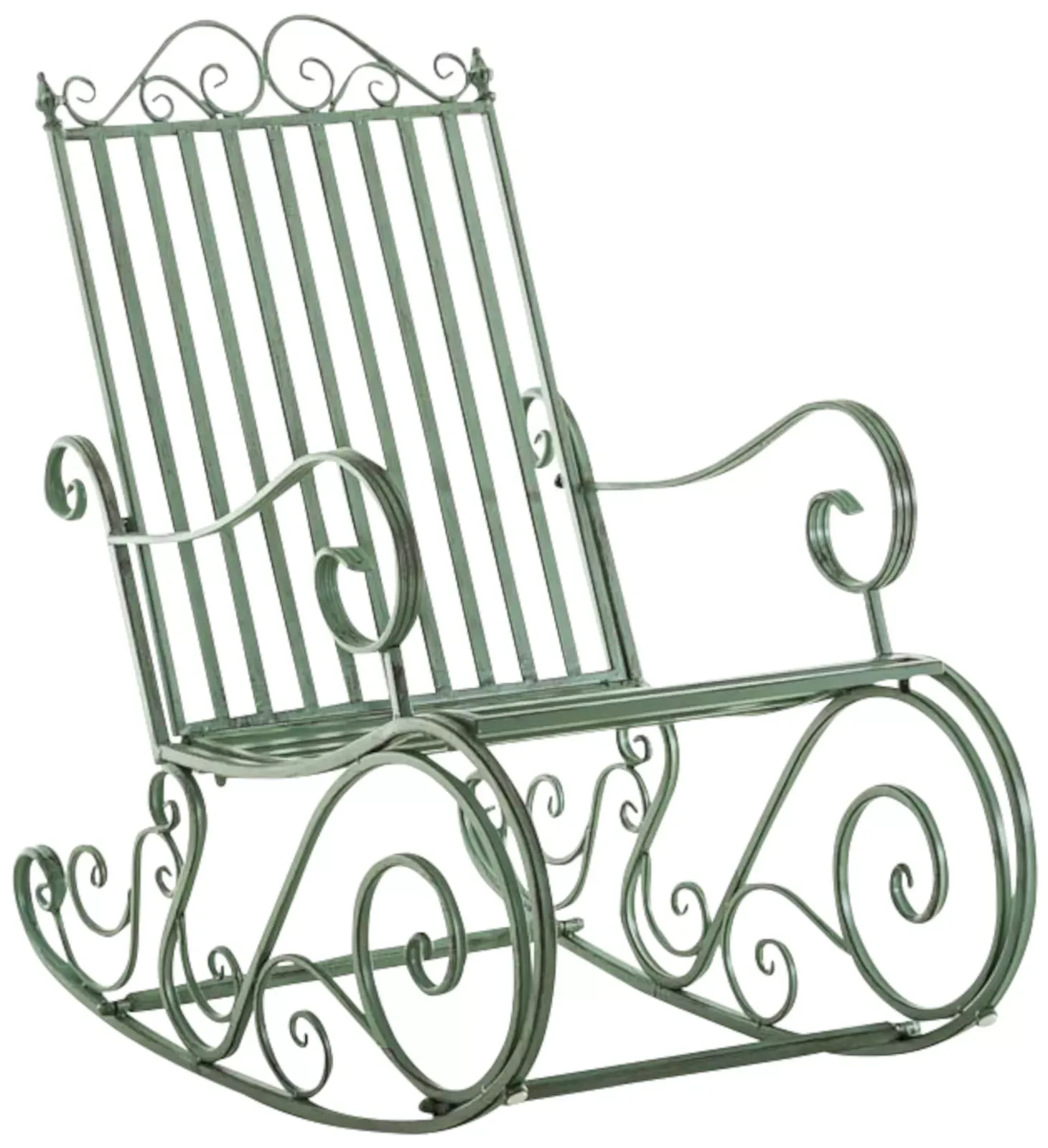 Illustration numéro 2 du produit Lot de 2 fauteuils à bascule pour jardin en métal Vert antique