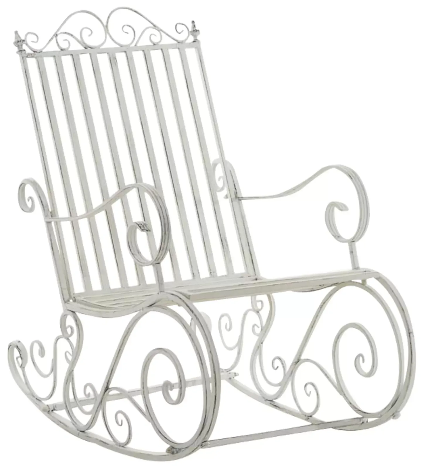 Illustration numéro 2 du produit Lot de 2 fauteuils à bascule pour jardin en métal Blanc antique