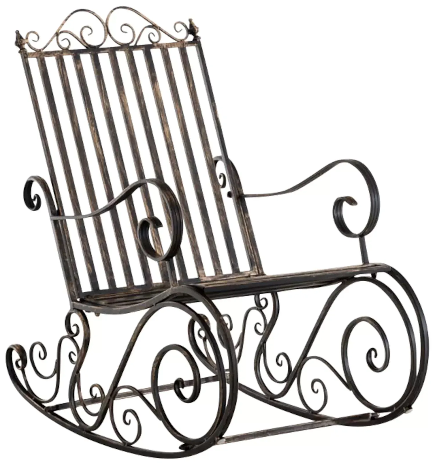 Illustration numéro 2 du produit Lot de 2 fauteuils à bascule pour jardin en métal Bronze