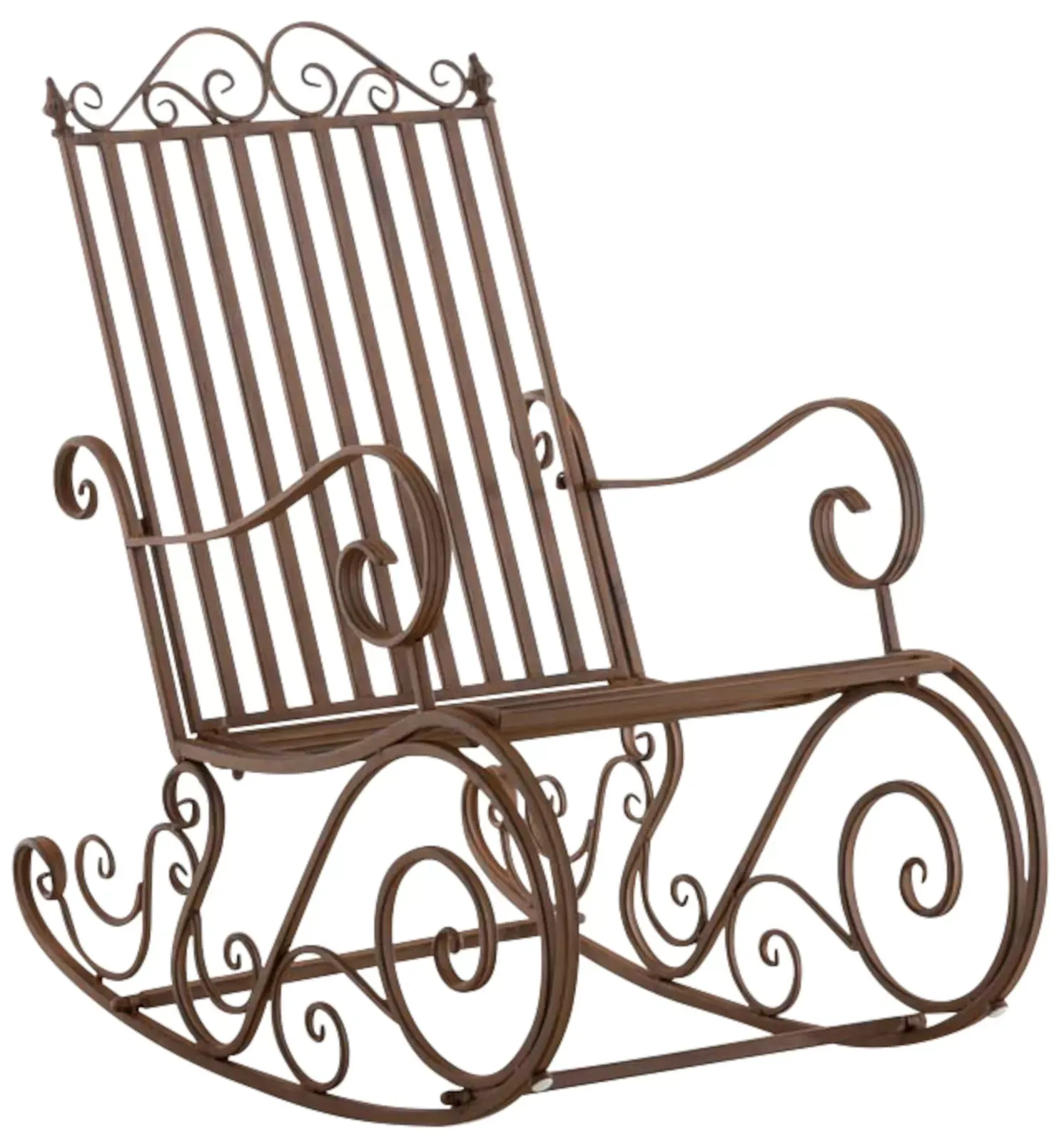 Illustration numéro 2 du produit Lot de 2 fauteuils à bascule pour jardin en métal Marron