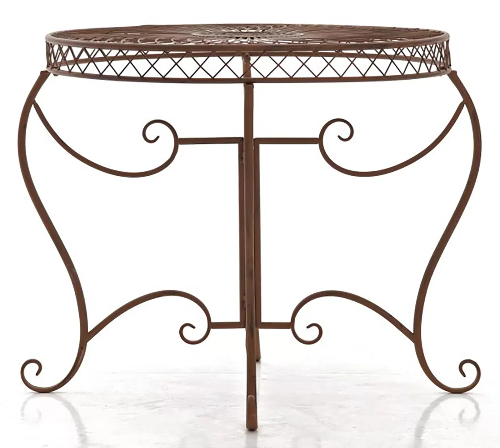 Illustration numéro 2 du produit Table de jardin avec plateau rond en métal Marron antique