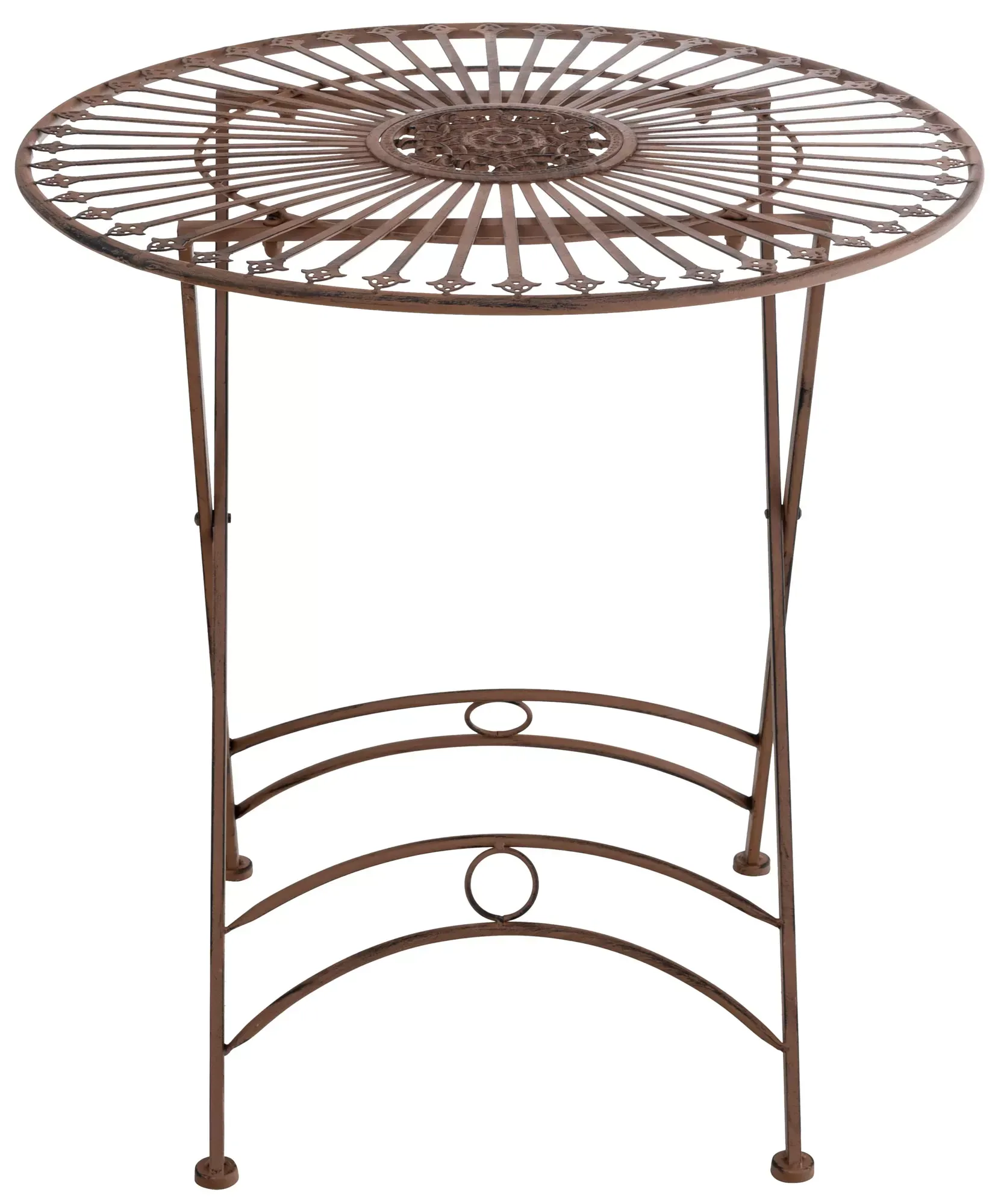 Illustration numéro 2 du produit Table de jardin ronde en métal Marron antique