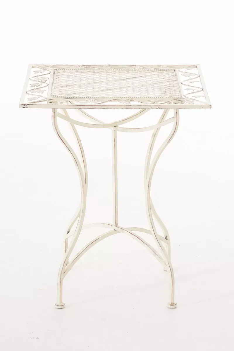 Illustration numéro 2 du produit Table de jardin carrée résistante en métal Crème antique