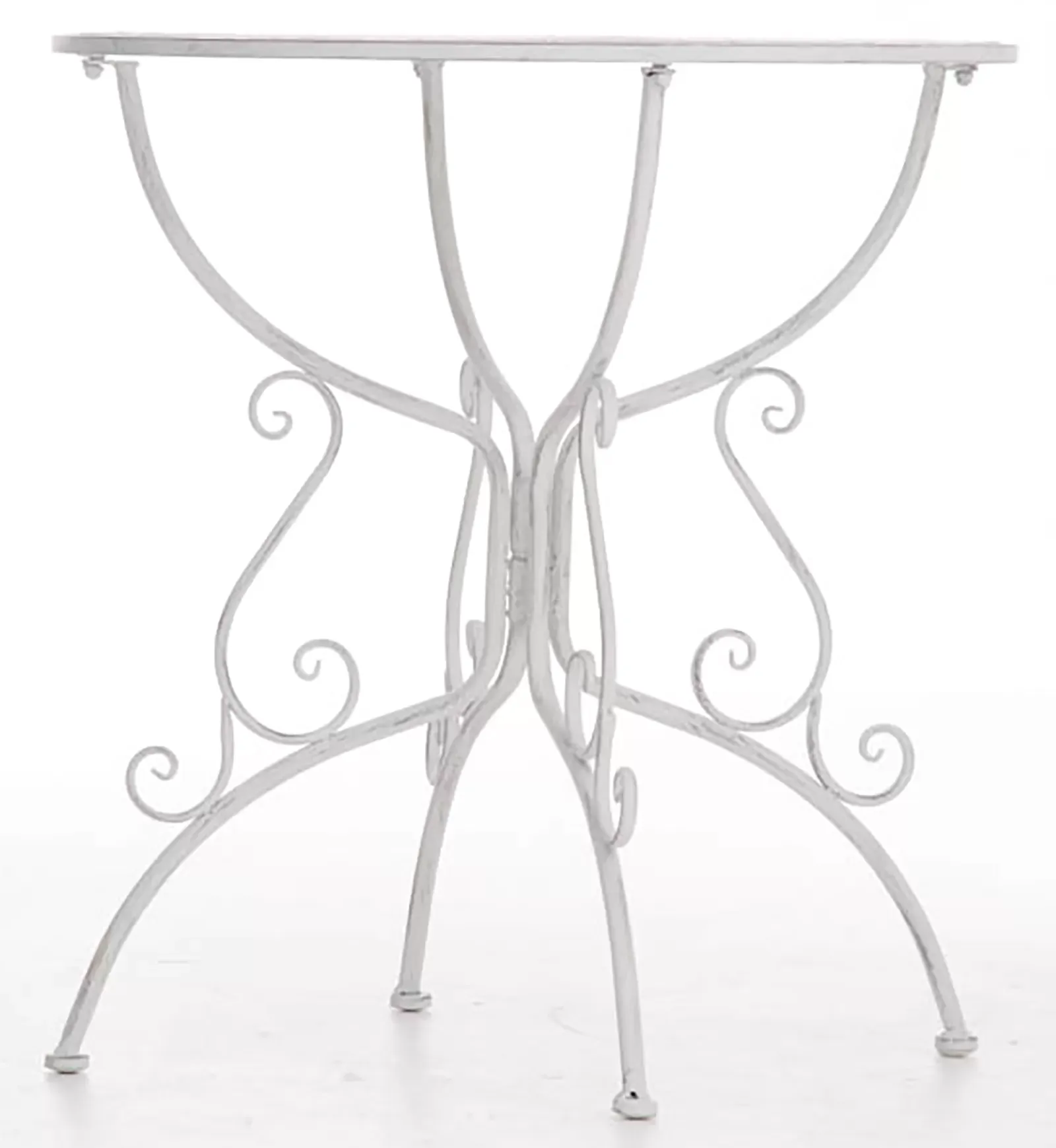 Illustration numéro 2 du produit Table de jardin ronde en métal Blanc antique