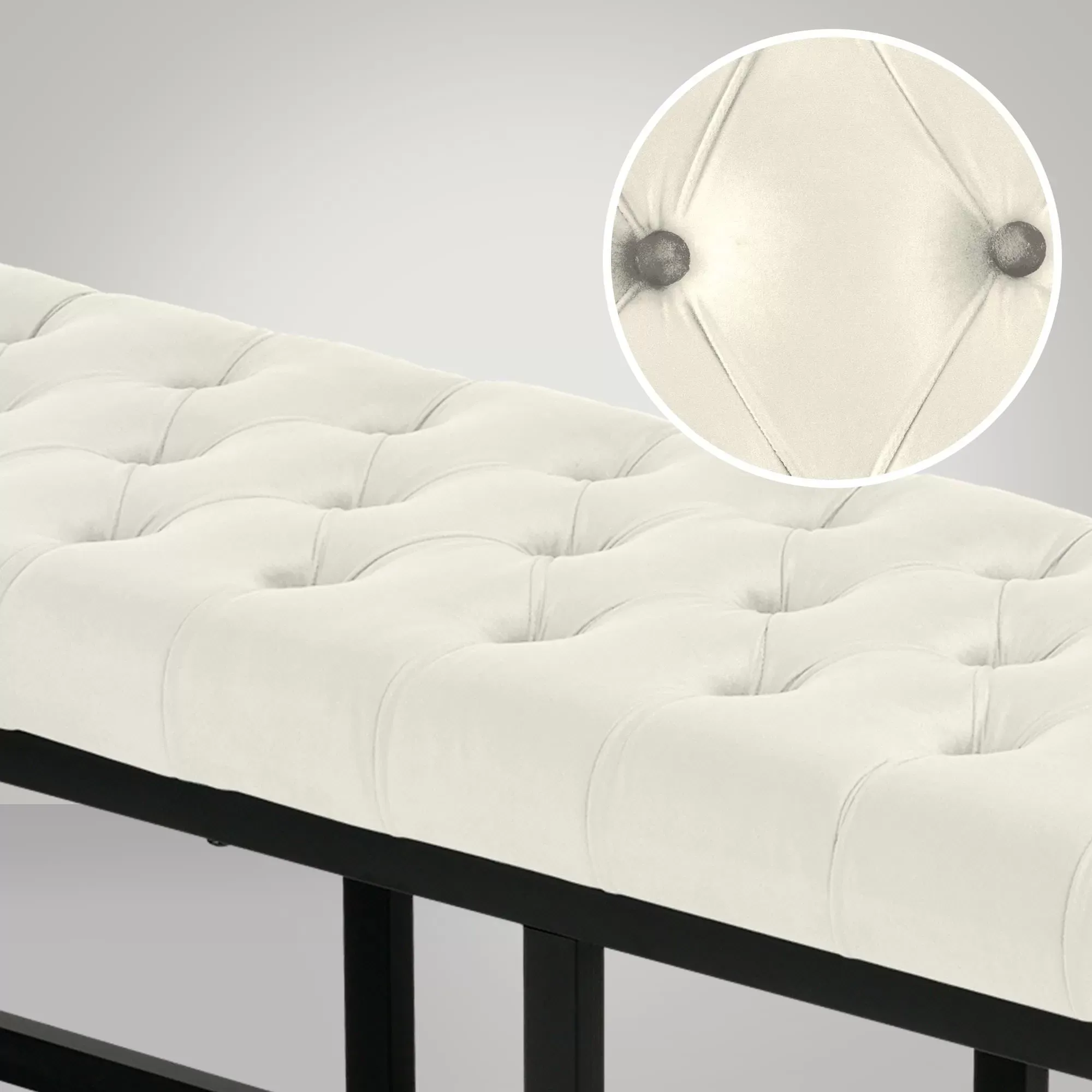 Illustration numéro 2 du produit Banquette avec cadre en métal et assise en velours Crème