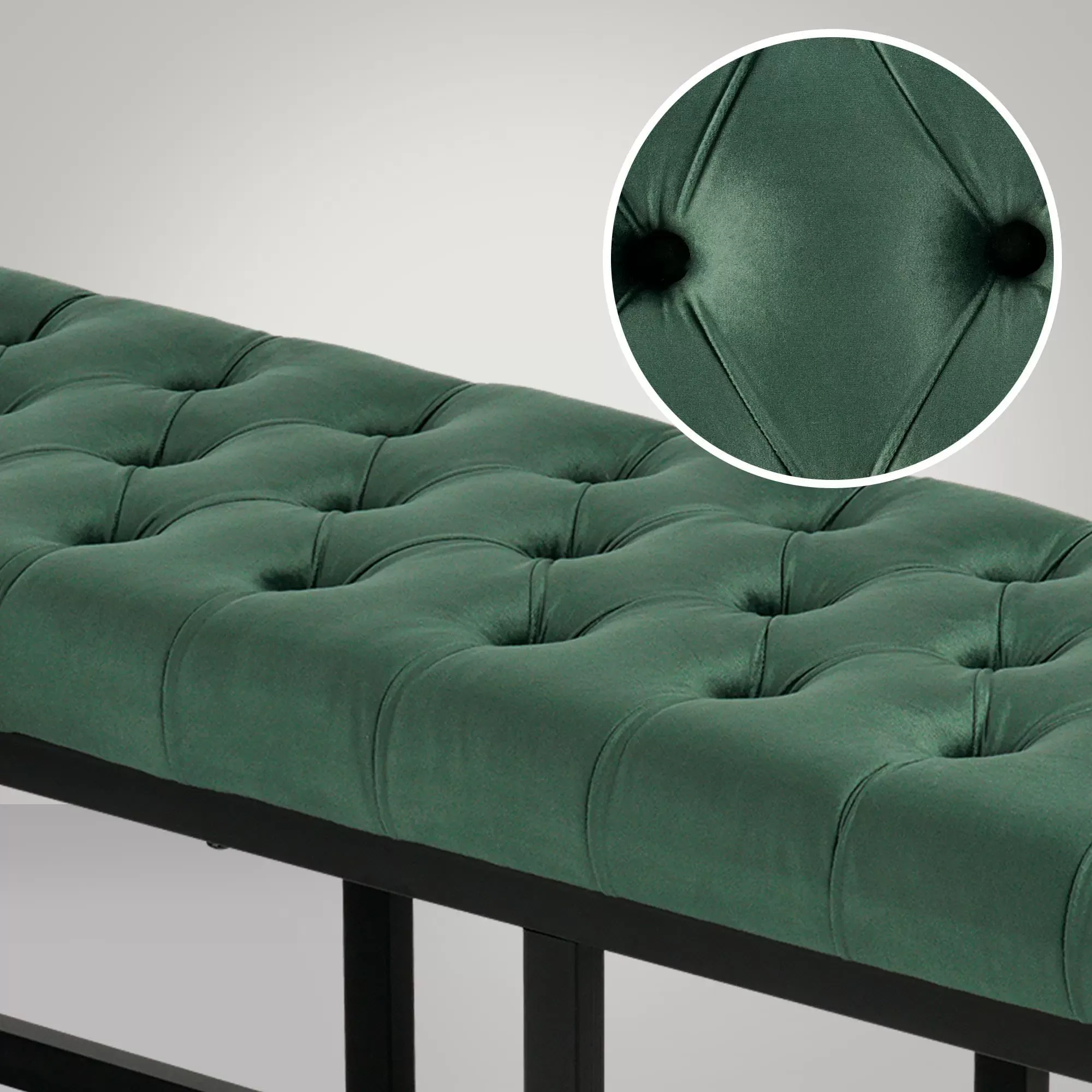 Illustration numéro 2 du produit Banquette avec cadre en métal et assise en velours Vert