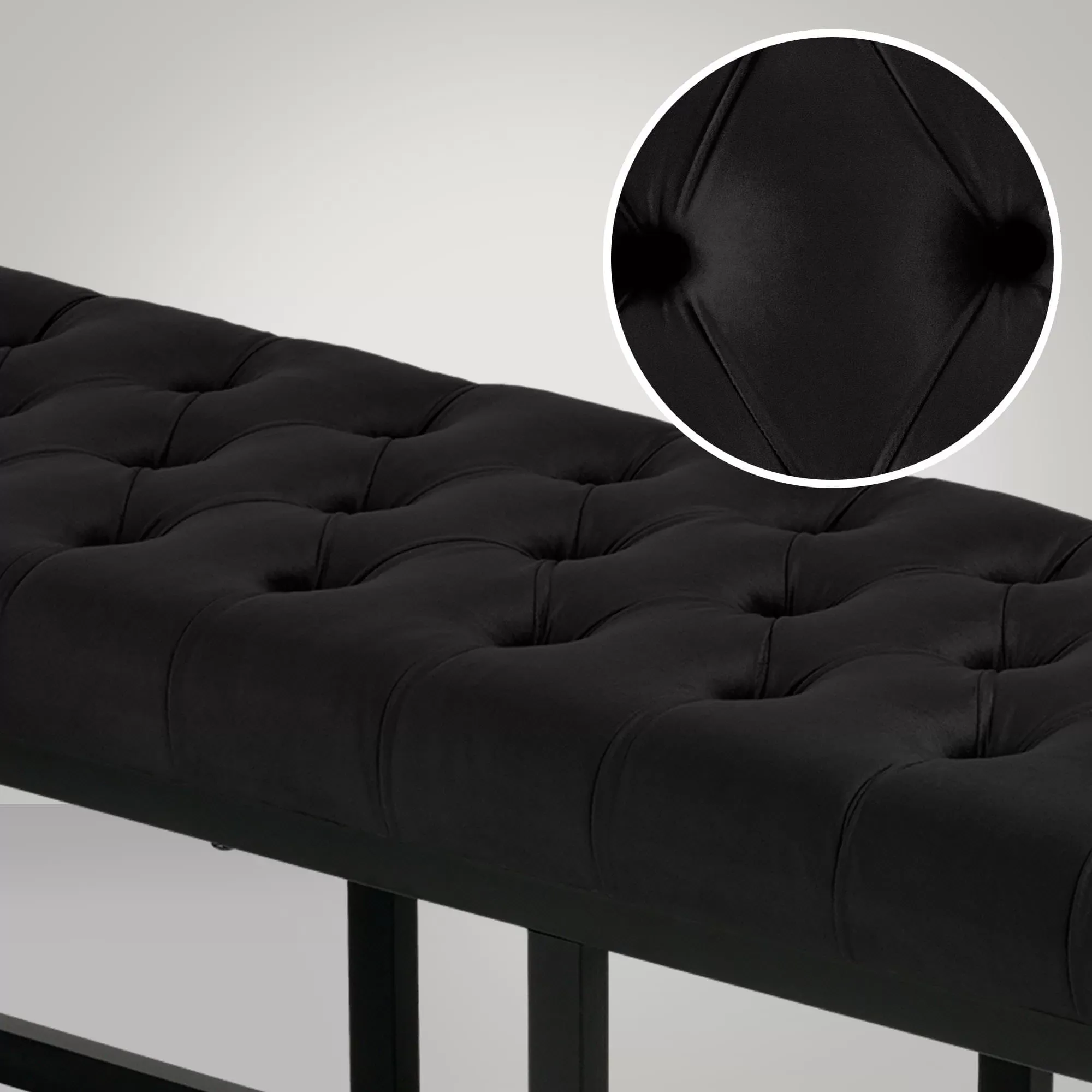 Illustration numéro 2 du produit Banquette avec cadre en métal et assise en velours Noir