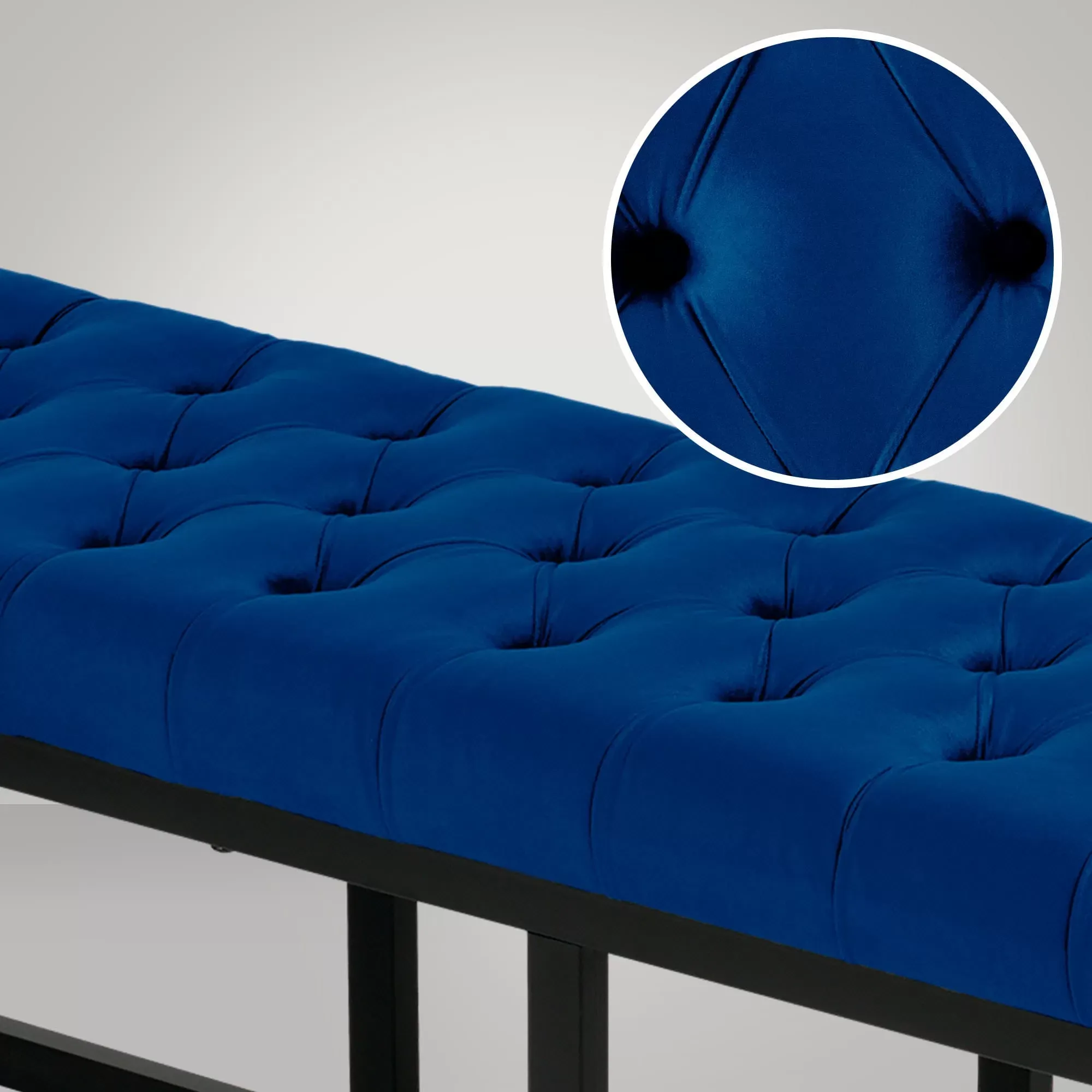 Illustration numéro 2 du produit Banquette avec cadre en métal et assise en velours Bleu