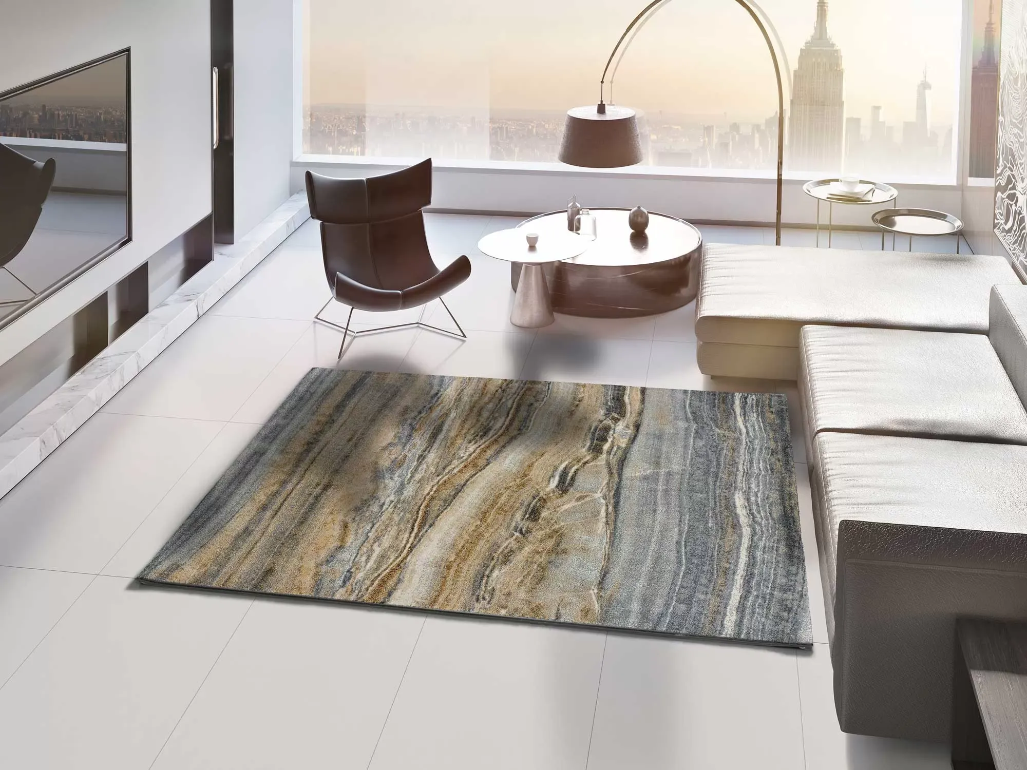 Illustration numéro 2 du produit Tapis moderne gris/bleu/rouille 80x150 cm