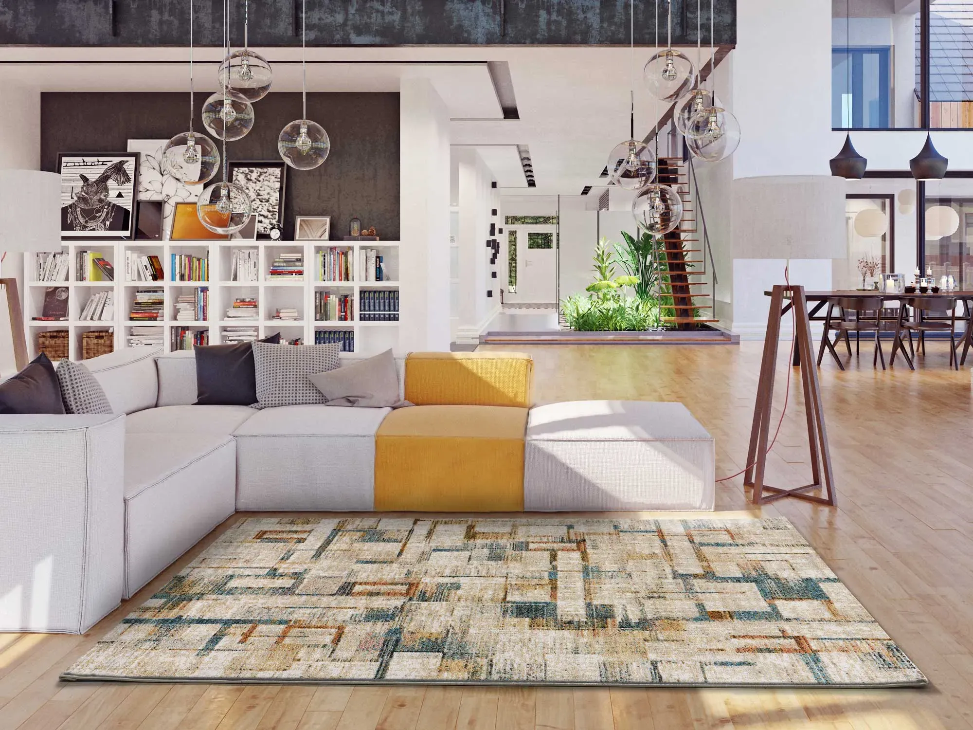 Illustration numéro 2 du produit Tapis abstrait multicolore 160x230 cm