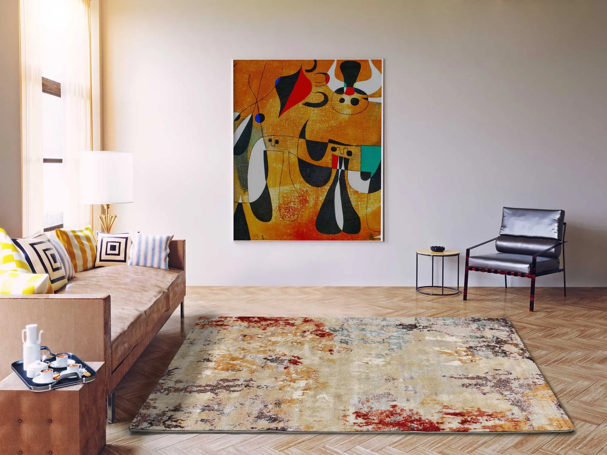 Illustration numéro 2 du produit Tapis abstrait beige/multicolore 80x150 cm