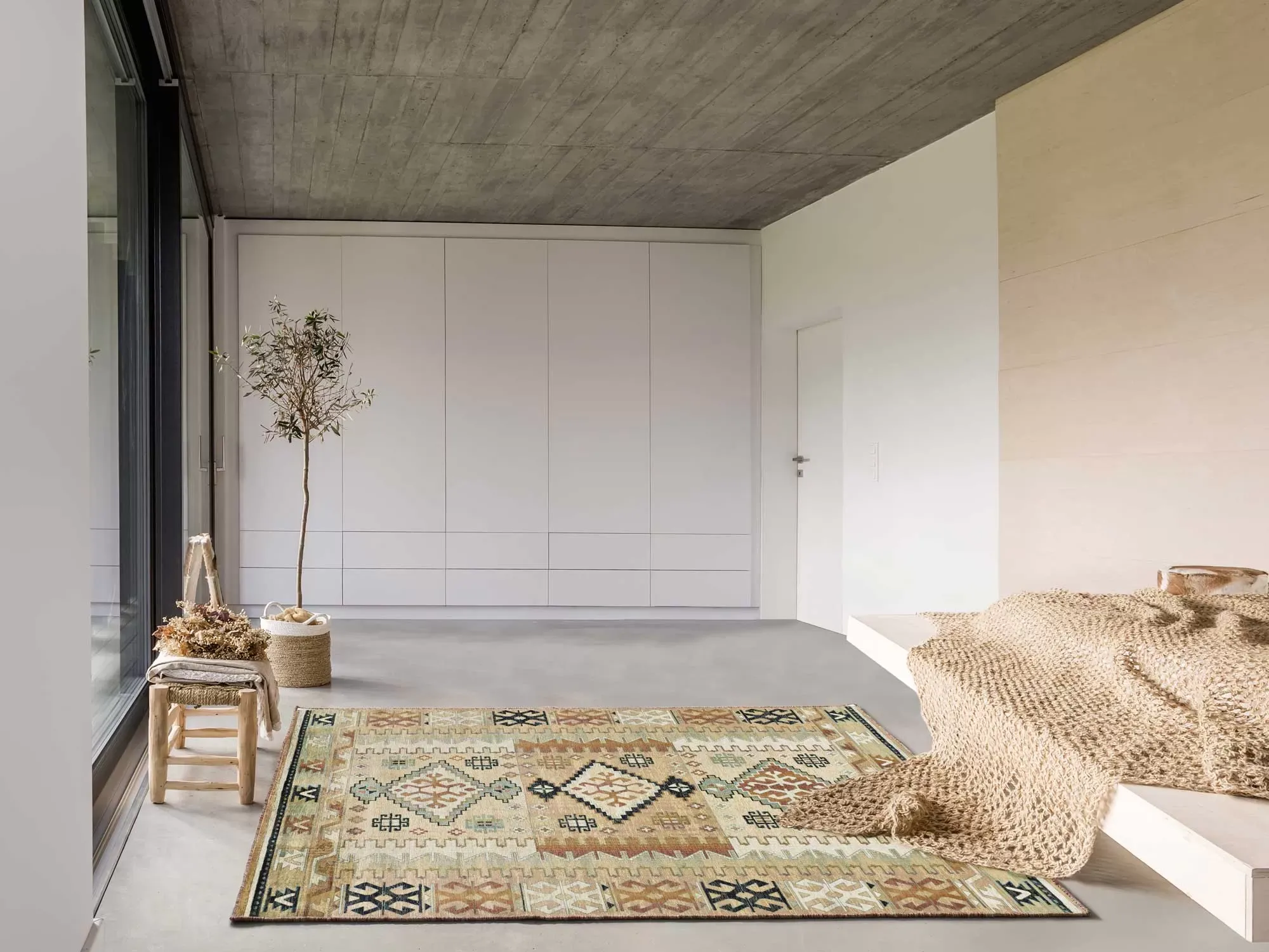 Illustration numéro 2 du produit Tapis en viscose ethnique beige/rouille  160x230 cm