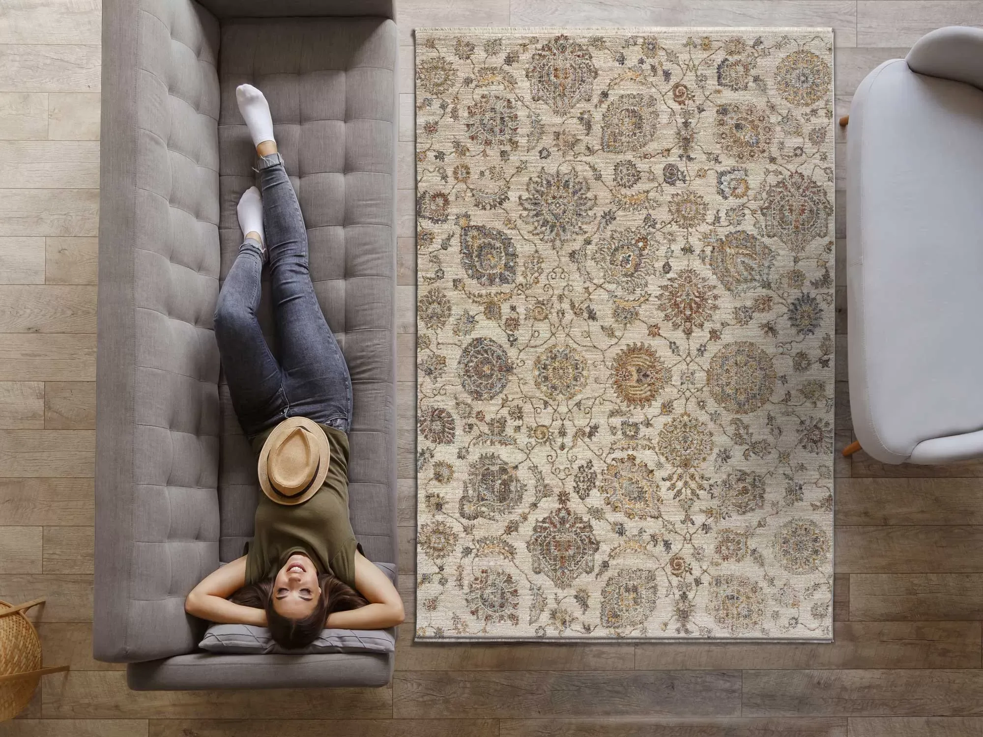 Illustration numéro 2 du produit Tapis vintage beige/terracotta 133x190 cm