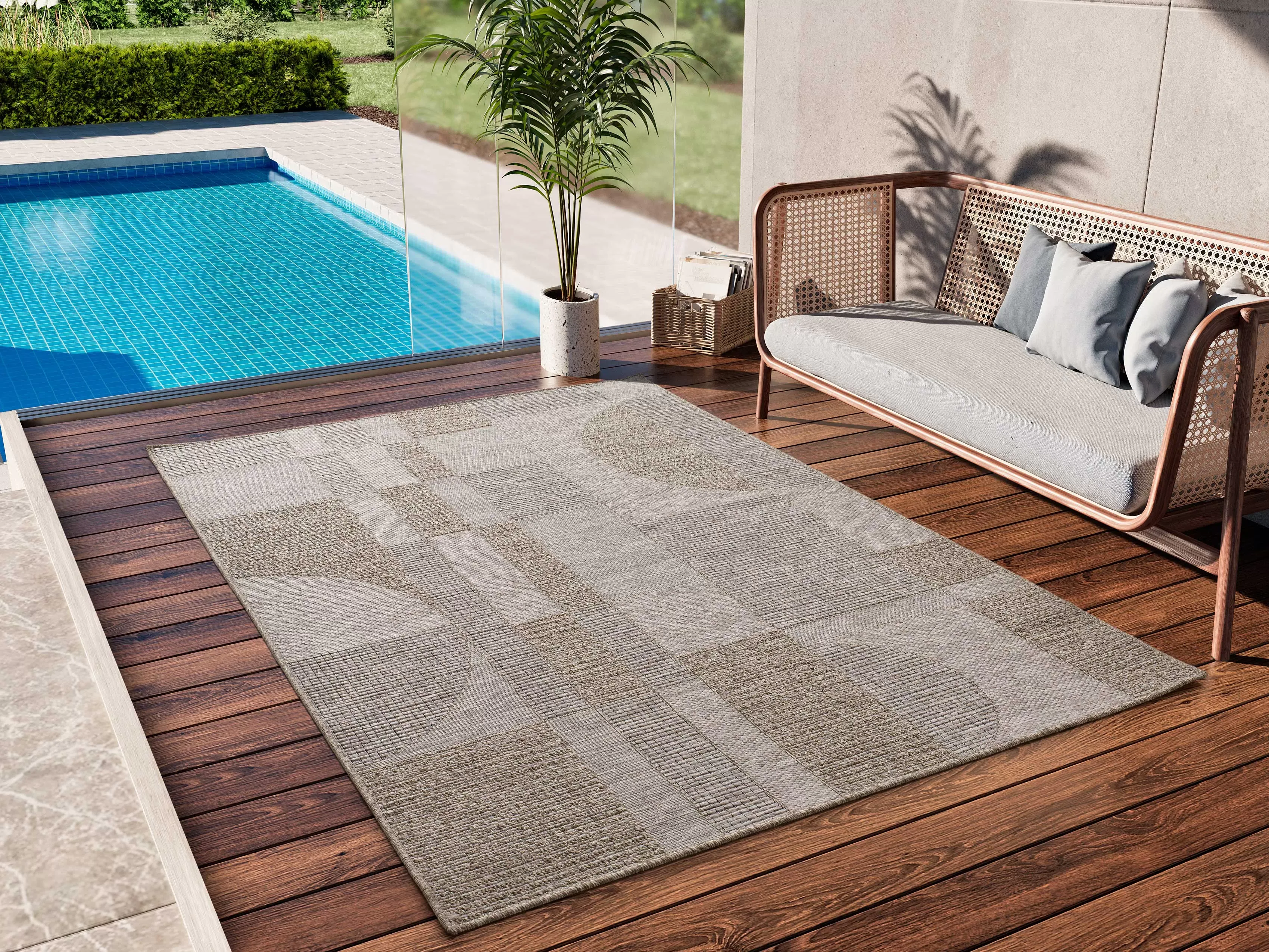 Illustration numéro 2 du produit Tapis d'extérieur beige/taupe 126x190 cm