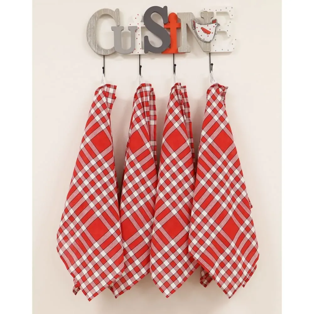 Illustration numéro 2 du produit Lot de 10 serviettes de tables en coton rouge