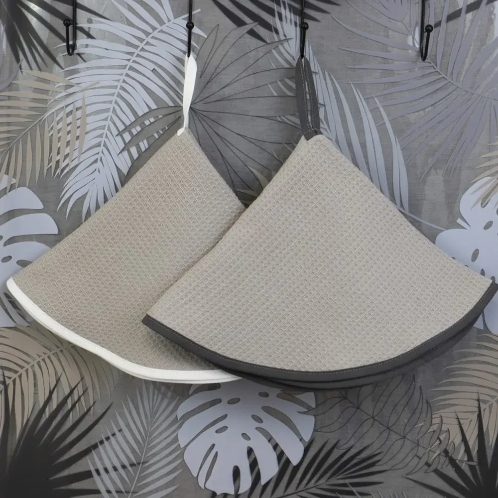 Illustration numéro 2 du produit Lot de 2 essuies mains en coton gris clair