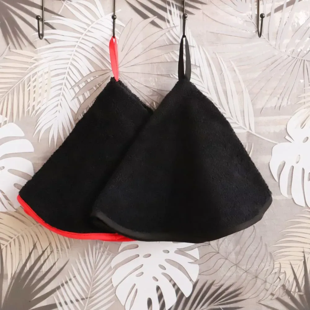 Illustration numéro 2 du produit Lot de 2 essuies mains en coton noir