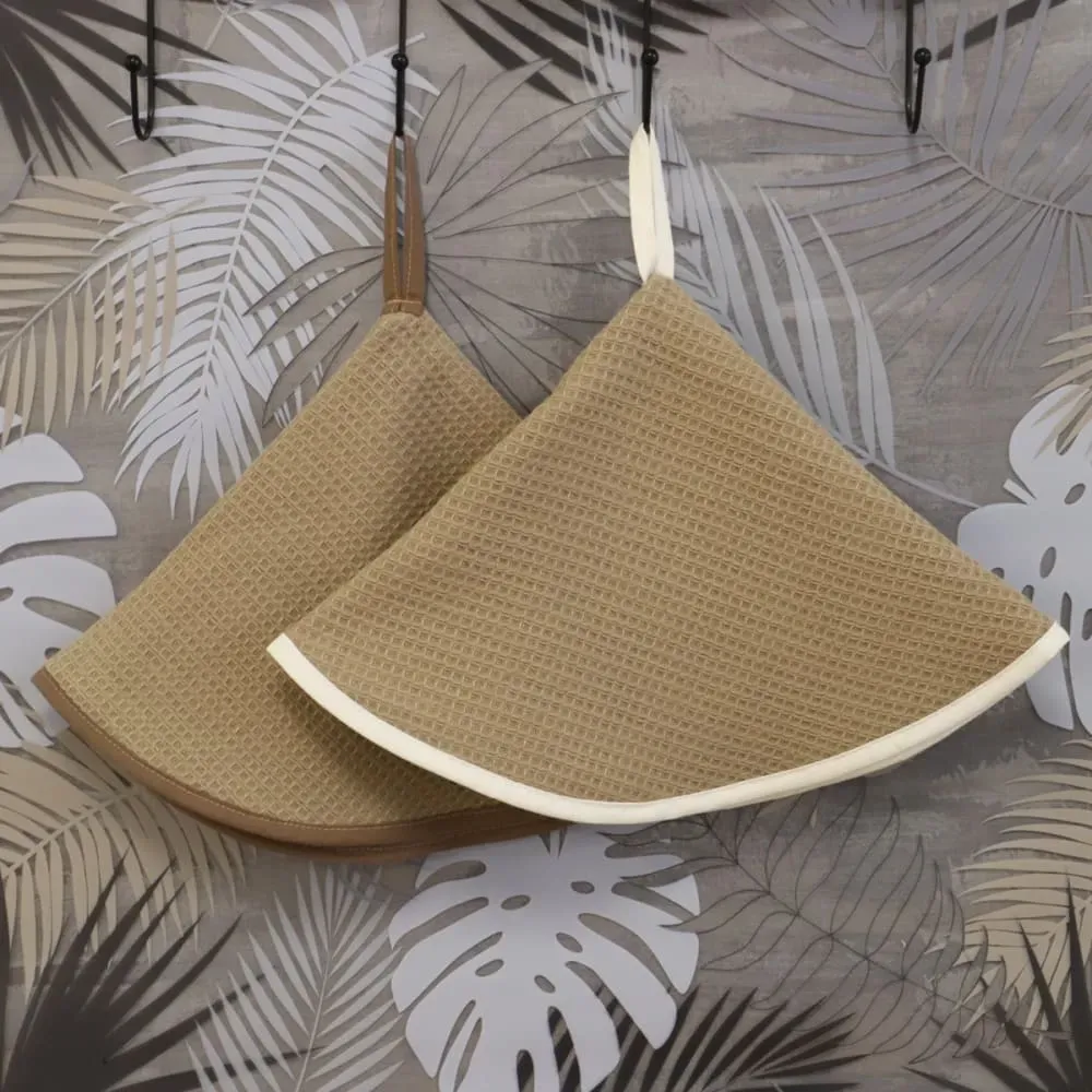 Illustration numéro 2 du produit Lot de 2 essuies mains en coton taupe