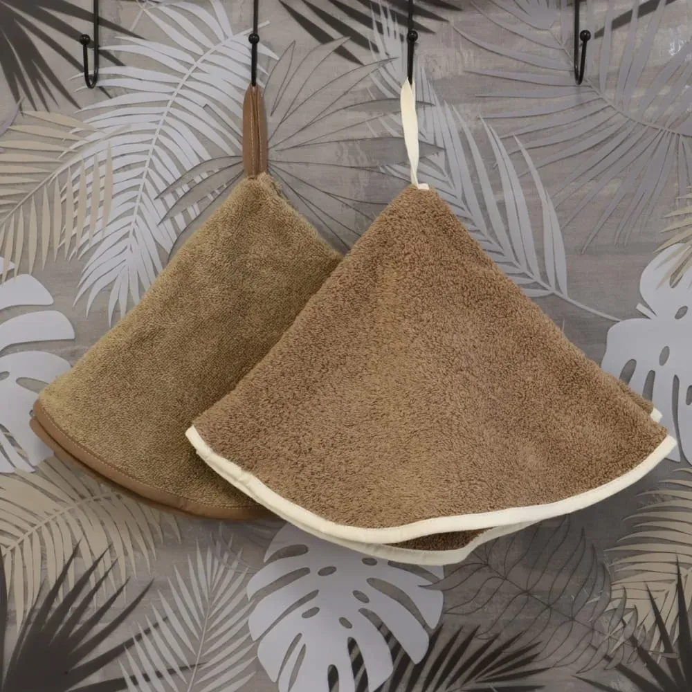 Illustration numéro 2 du produit Lot de 2 essuies mains en coton taupe