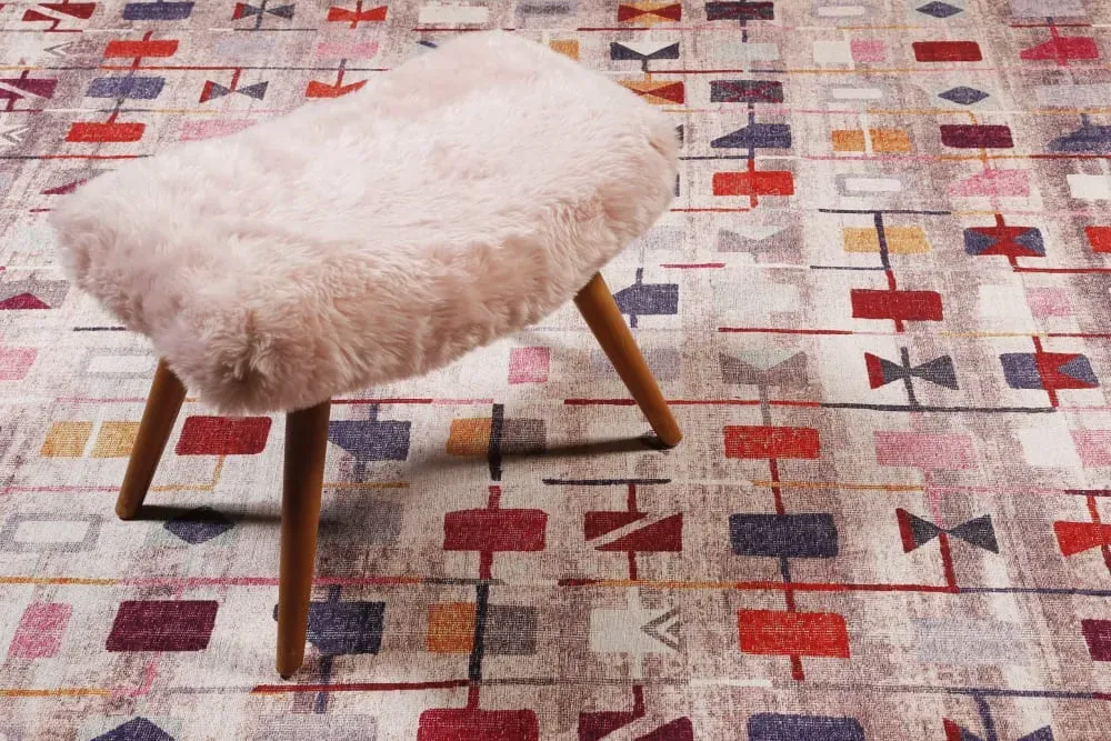 Illustration numéro 2 du produit Tapis plat motif géométrique multicolore 200x300